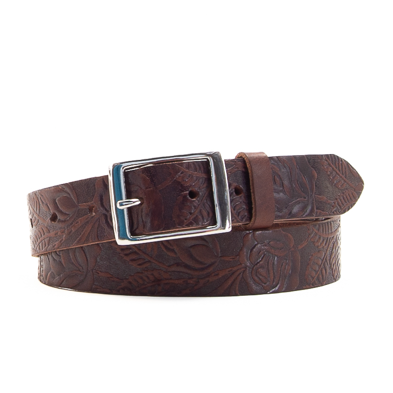 3544 Women\'s Floral Embossed Interchangeable Belt, Brown Angel Ranch Floral Embossed Belt - Women main image 3