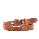 1" Tooled Classic Tan Leather Belt