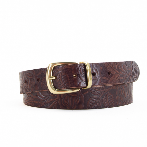 Brown Leather Bronze Loop Belt