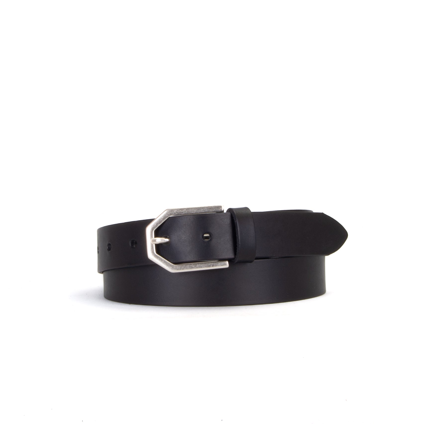 Art Deco 1 1/8" Black Leather Belt