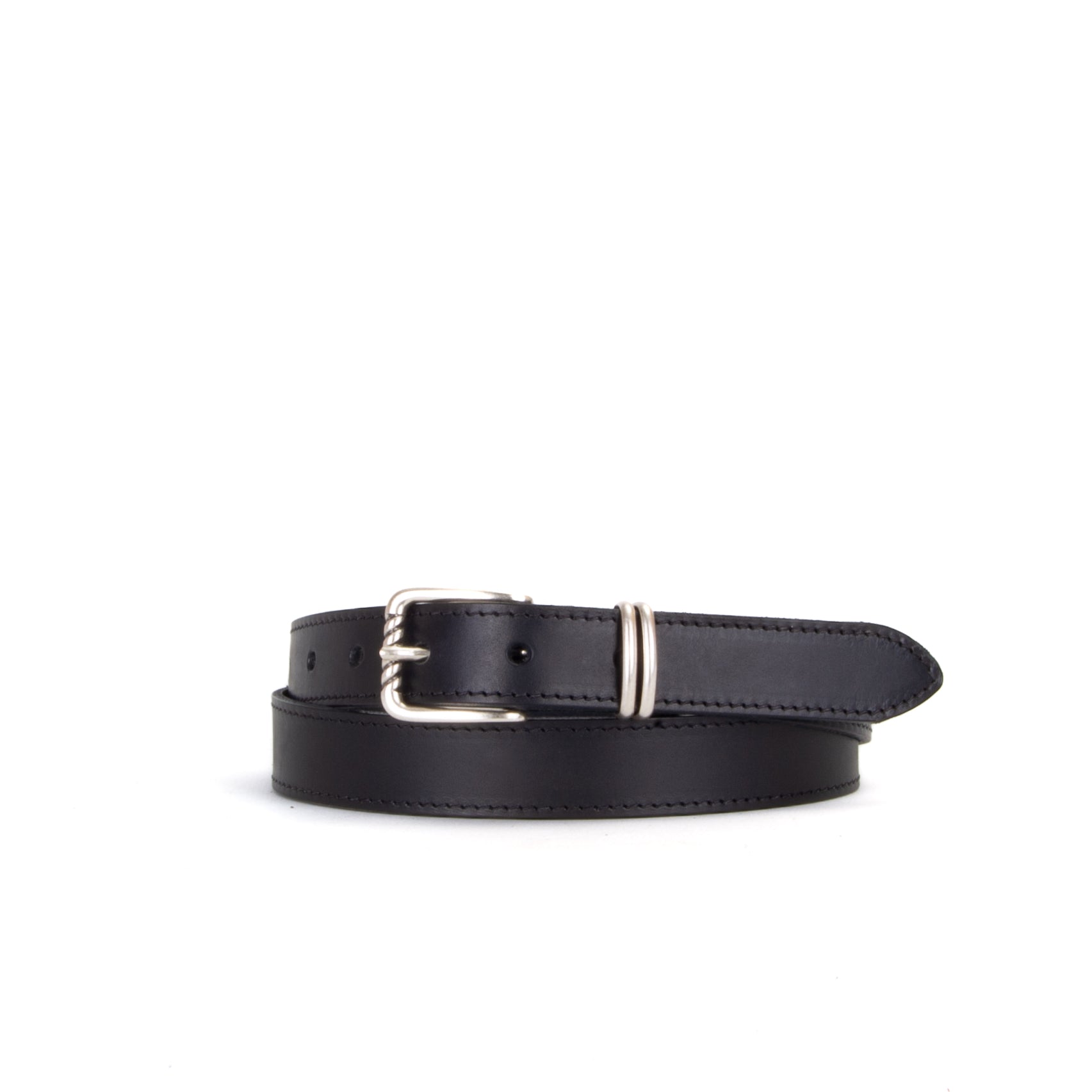 Art Nouveau 1" Black Leather Belt
