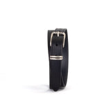 Art Nouveau 1" Black Leather Belt