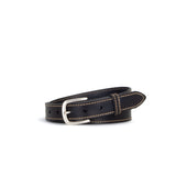 Black and Fawn 1 1/8" Stitched Leather Belt