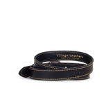 Black and Fawn 1 1/8" Stitched Leather Belt