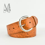 1 3/4" Tooled Classic Tan Leather Belt