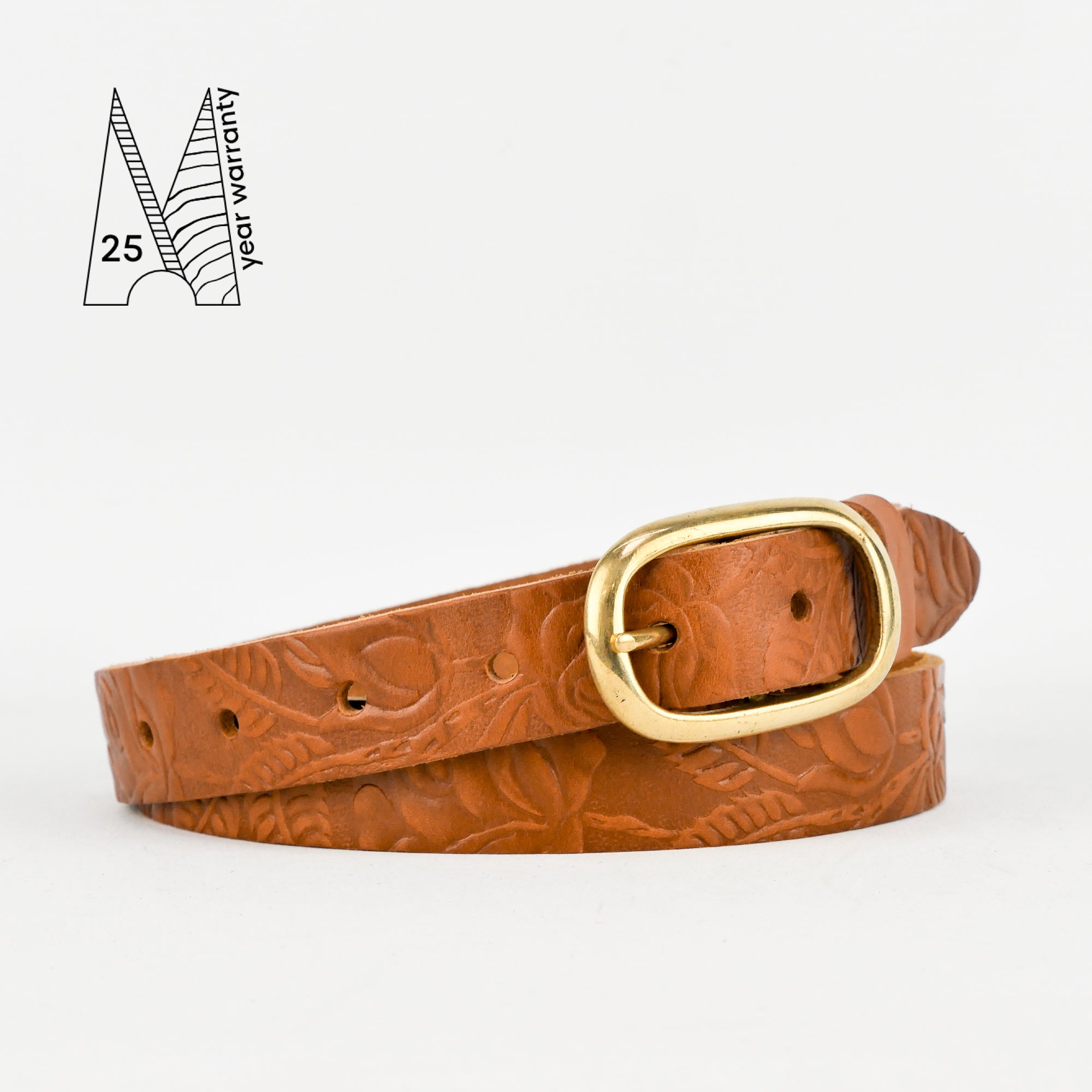 1" Tooled Classic Tan Leather Belt