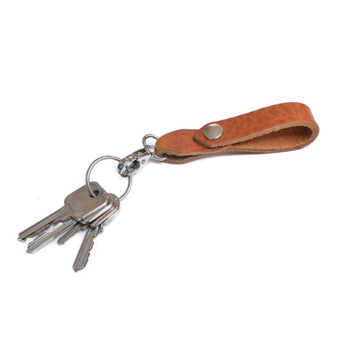 Belt Loop Tan Leather Key Ring