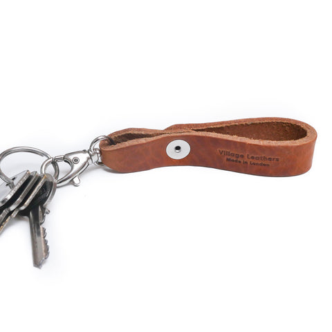 Belt Loop Tan Leather Key Ring