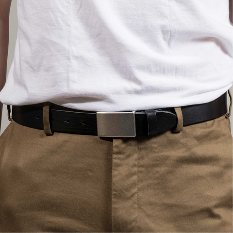 Village Leathers | Black Formal Plate Buckle Belt | Mens Business Belt Village Leathers | Black Formal Plate Buckle Belt | Mens Business Belt
