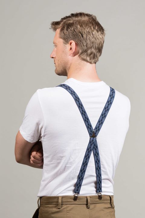 Argyle Navy and Royal Blue Skinny Trouser Braces
