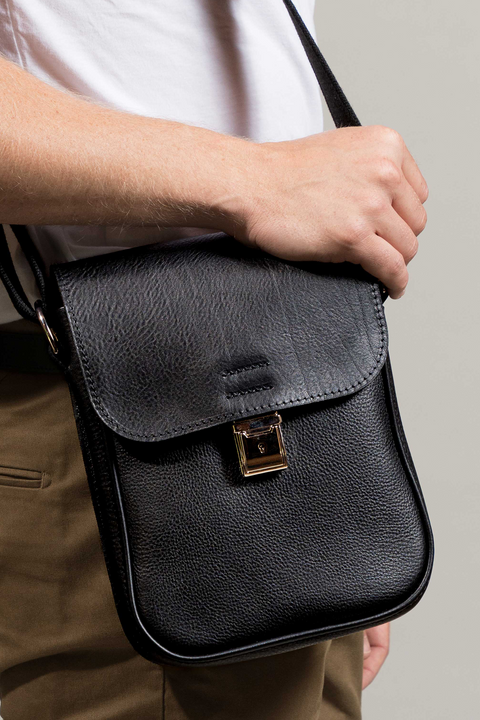 Bennet Black Leather Messenger Bag