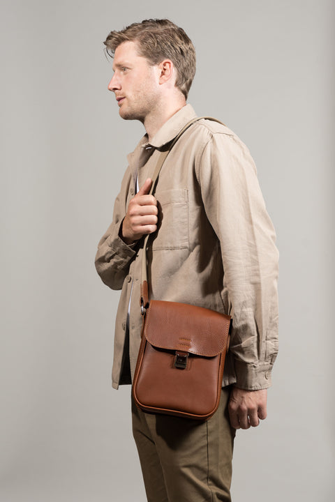 Bennet Tan Leather Messenger Bag