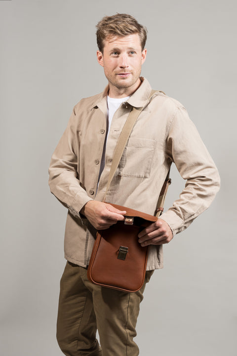 Bennet Tan Leather Messenger Bag