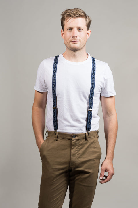 Argyle Navy and Royal Blue Skinny Trouser Braces