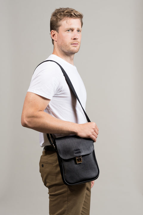 Bennet Black Leather Messenger Bag