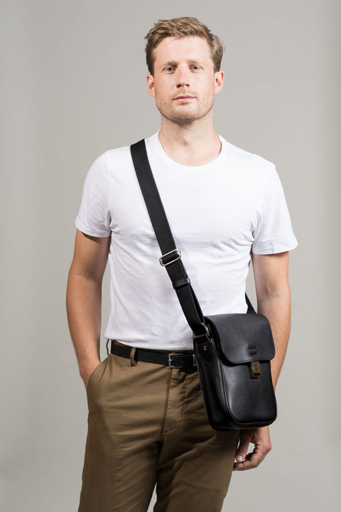 Bennet Black Leather Messenger Bag
