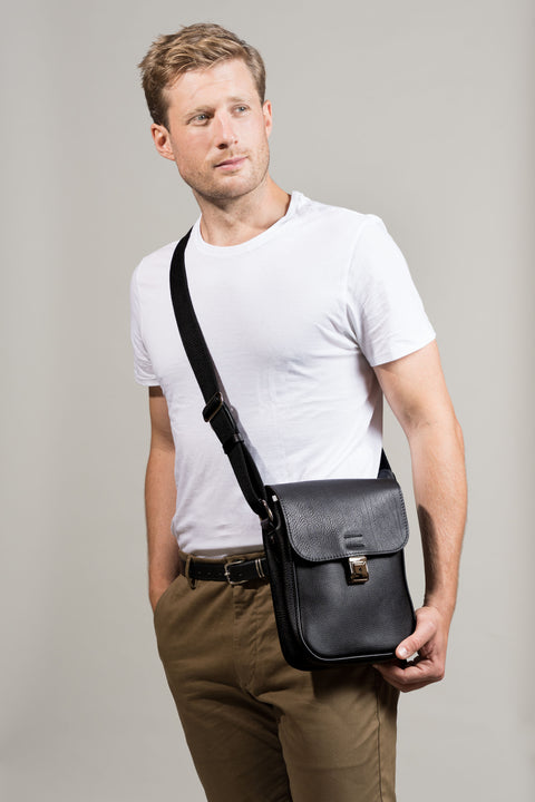 Bennet Black Leather Messenger Bag