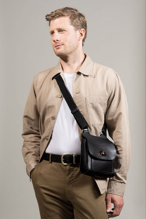 Black Mini-Turnlock Leather Shoulder Bag