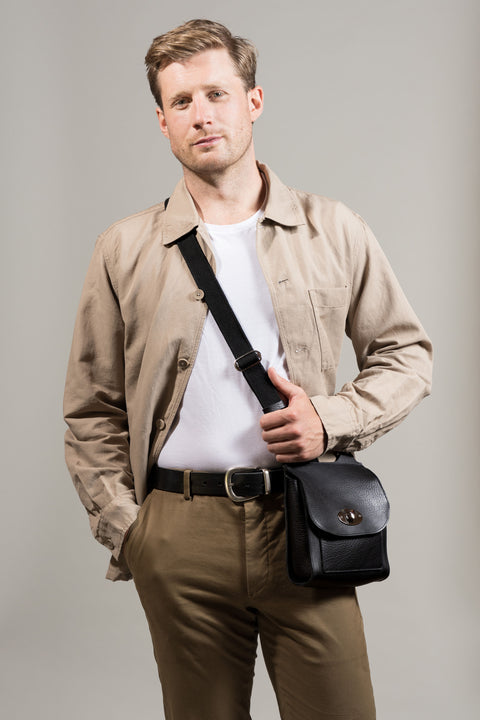 Black Mini-Turnlock Leather Shoulder Bag