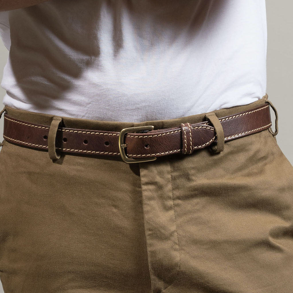 1 1/8" Stitched Brown & Fawn