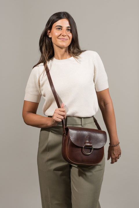 Mini-Belle Brown Leather Crossbody Bag
