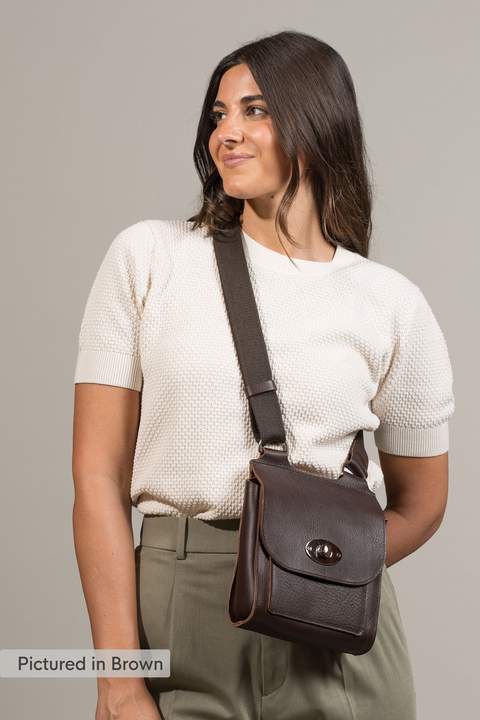 Black Mini-Turnlock Leather Shoulder Bag