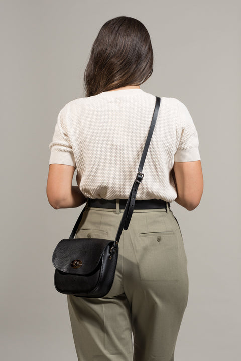 Darcy Black Leather Shoulder Bag
