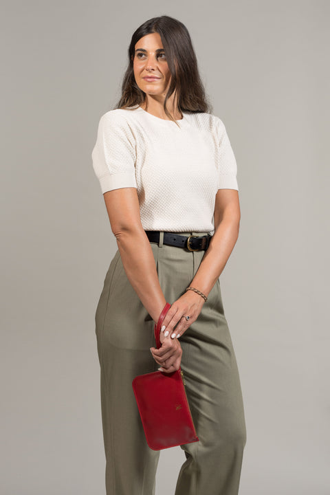 Red Leather Wristlet Bag - Roam