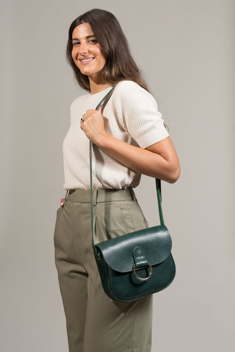Mini-Belle Green Leather Crossbody Bag