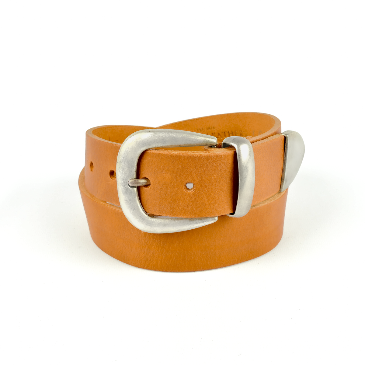 Village Leathers | Tan Leather Belt with Western Buckle Loop  display picture 3