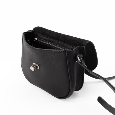 Darcy Black Leather Shoulder Bag