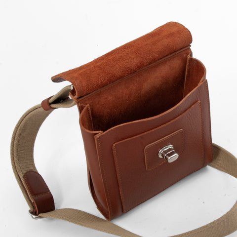 Tan Mini-Turnlock Leather Shoulder Bag