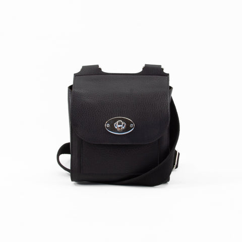 Black Mini-Turnlock Leather Shoulder Bag