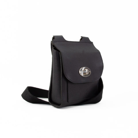 Black Mini-Turnlock Leather Shoulder Bag