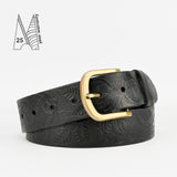 Rose & Leaf Tooled 1 1/2" Black Classic Belt