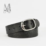 Rose & Leaf Tooled 1 1/2" Black Classic Belt