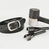 Buckle and Loop 1 1/8" Black Leather Belt