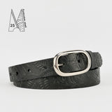 1" Tooled Classic Black Leather Belt