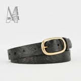 1" Tooled Classic Black Leather Belt