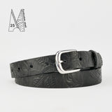 1" Tooled Classic Black Leather Belt