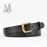 1" Tooled Classic Black Leather Belt