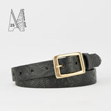 1" Tooled Classic Black Leather Belt