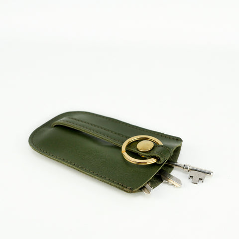 Olive Green Leather Bell Key Holder - Roam
