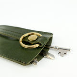 Olive Green Leather Bell Key Holder - Roam