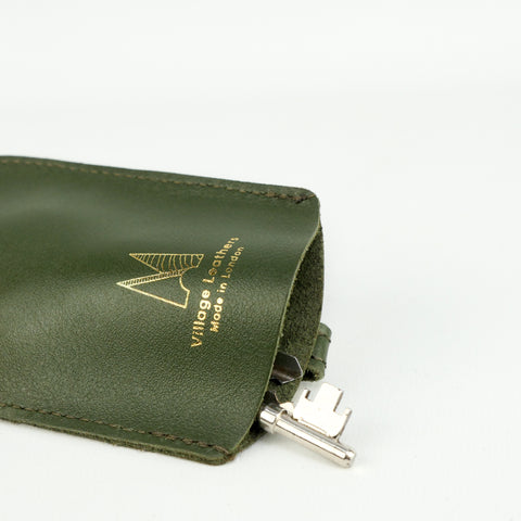 Olive Green Leather Bell Key Holder - Roam