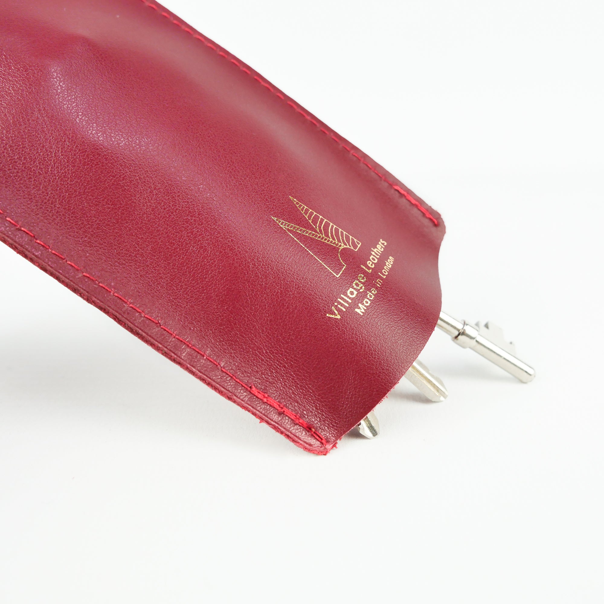 Red Leather Bell Key Holder  Luxury Leather Key Pouch – Village Leathers