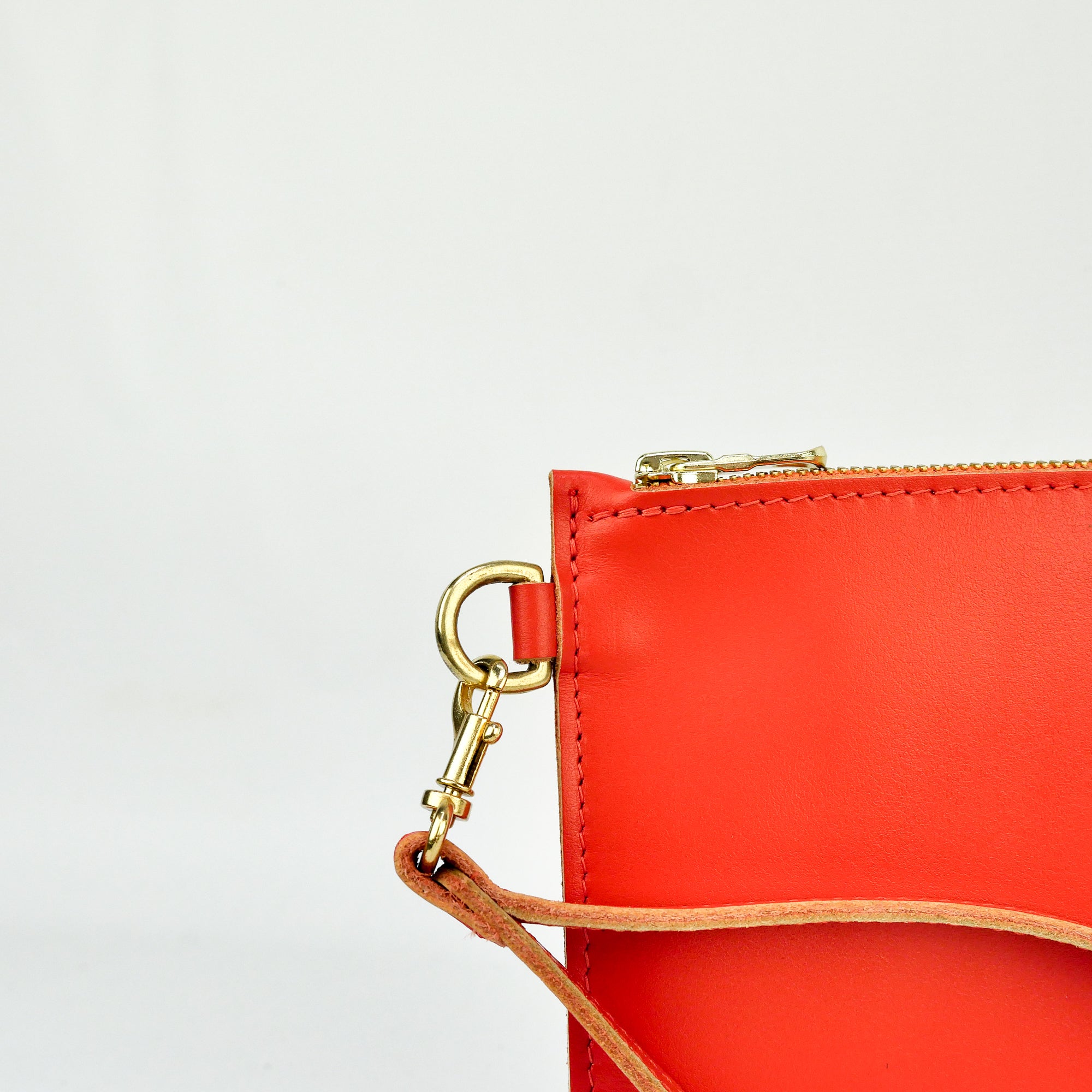 Tangerine Leather Wristlet Bag - Roam