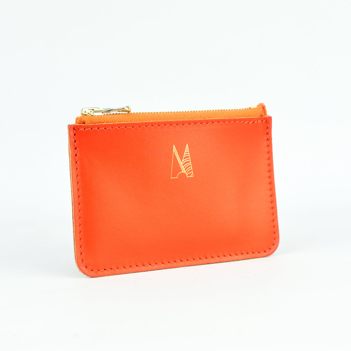 Orange Leather Zip Purse - Roam