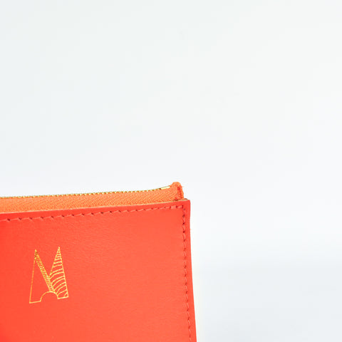 Orange Leather Zip Purse - Roam