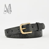 1" Tooled Classic Black Leather Belt